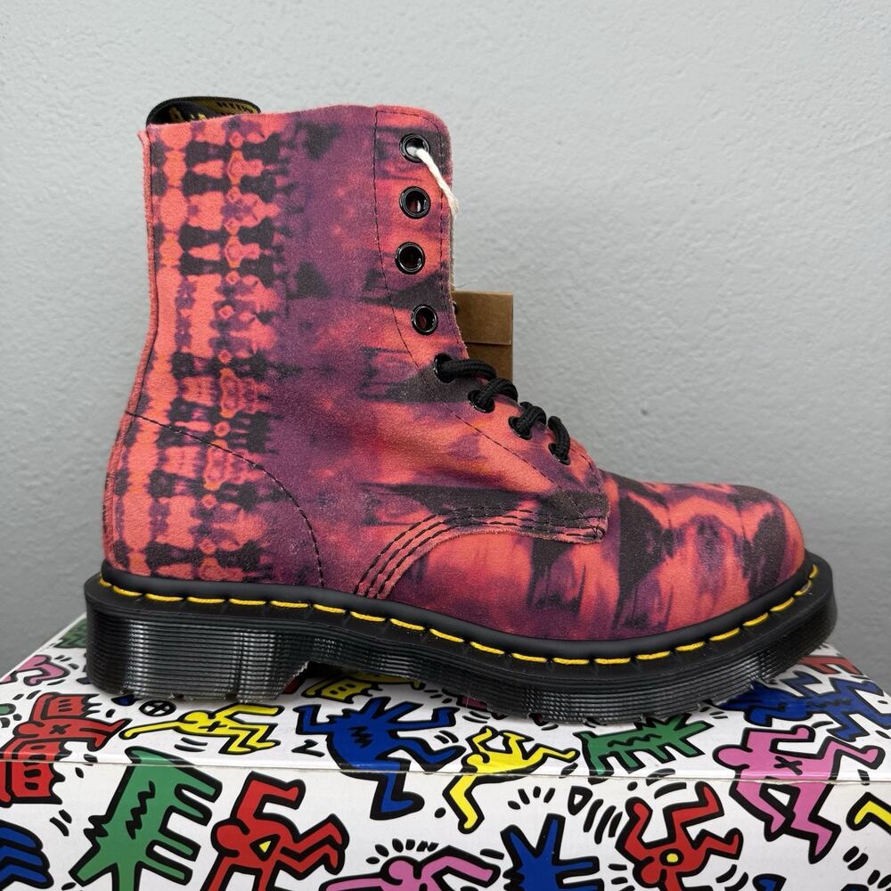 Doc Dr Martens Pascal 1460 Tie Dye Leather Pink Black Boots Womens Size 6 27242